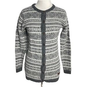 Icewear‎ Icelandic Cardigan Sweater Scandi Fair Isle Nordic Gray Wool Angora S